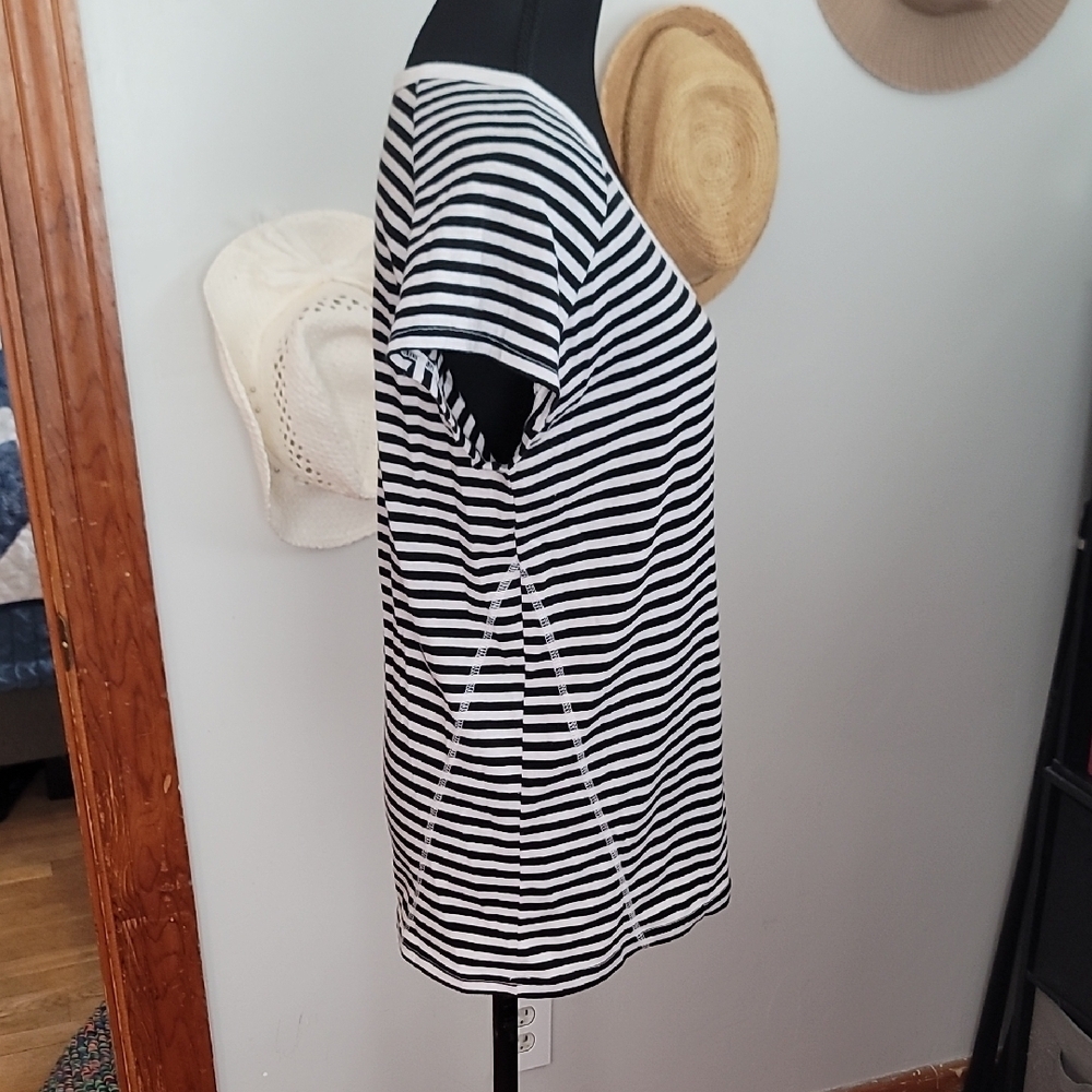 Poof Classic Black and White Striped Women's Tee - Picture 8 of 9